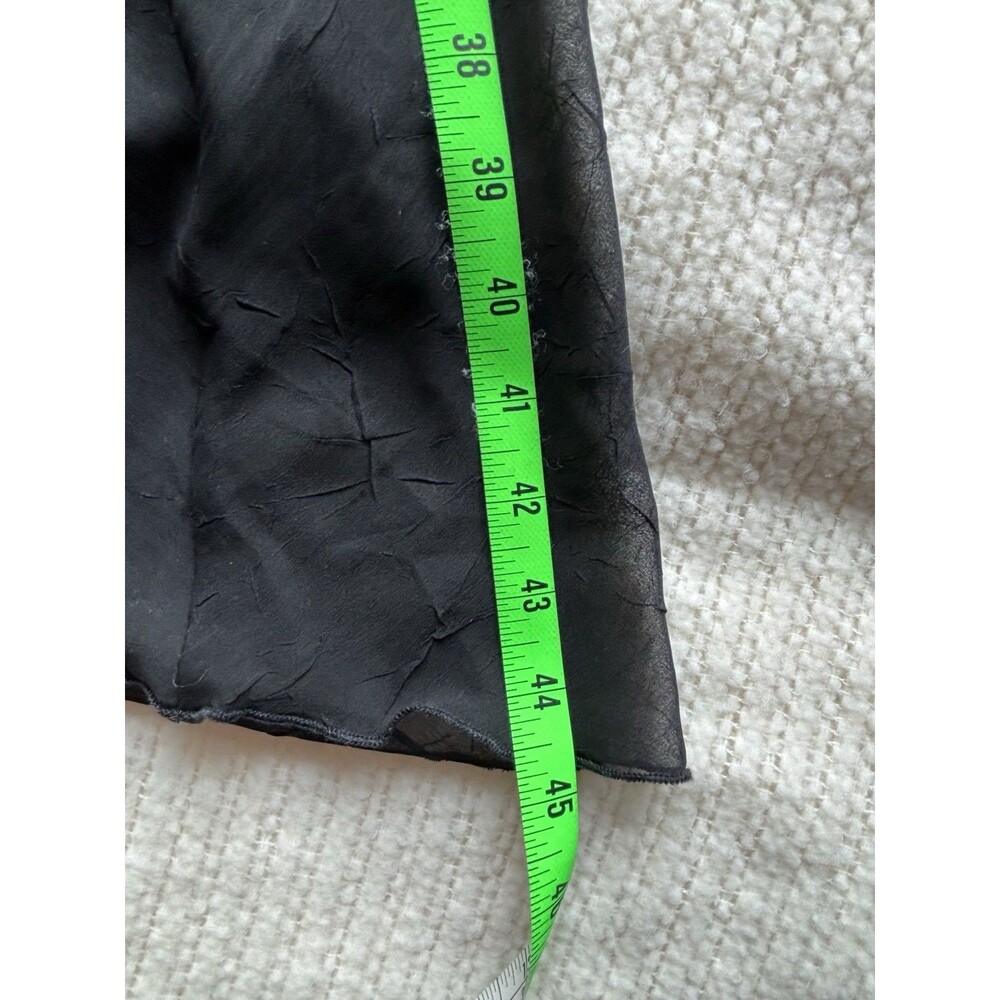 90s Y2K Crinkle Sheer Black Midi Slip Dress W/ Ruffle Fairy Whimsigoth Witchy - Picture 10 of 12